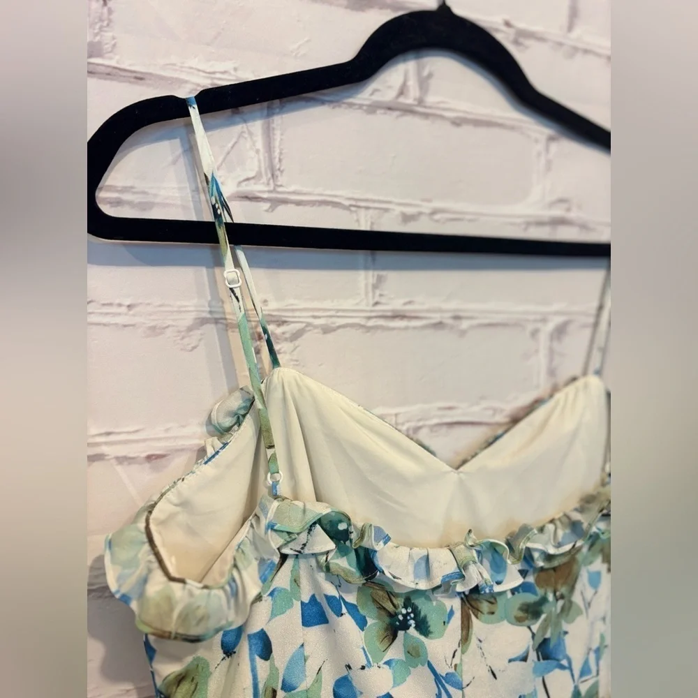 Badgley Mischka Blue Floral Ruffle Trim Dress
Size 8 - Picture 7 of 9